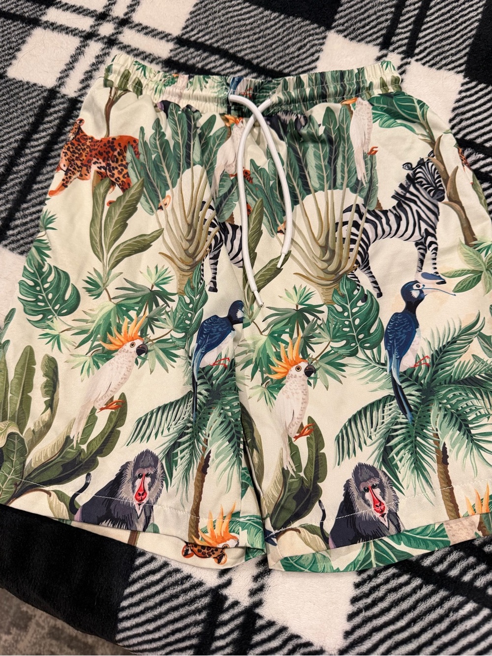 Tropical Jungle Animal Print Drawstring Shorts
